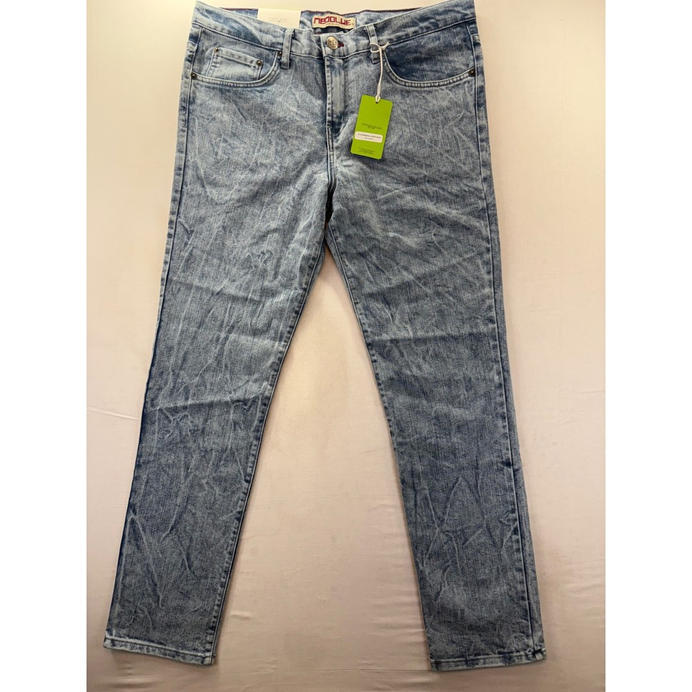 Neo Blue 516 Mineral Light Blue Acid Wash Skinny Jeans Mens 36 Made in USA